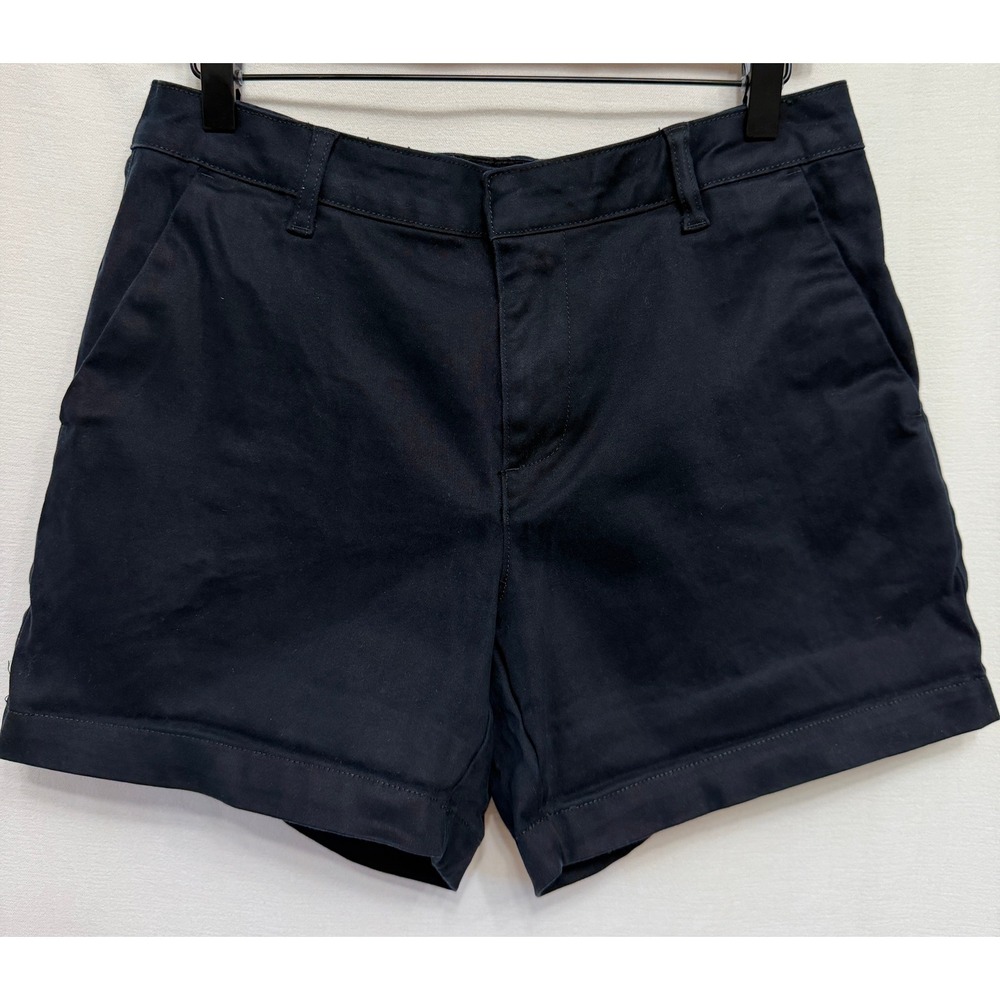 Banana Republic Black Cuffed Chino Shorts Womens 10 Stretch Cotton Viscose 5 In